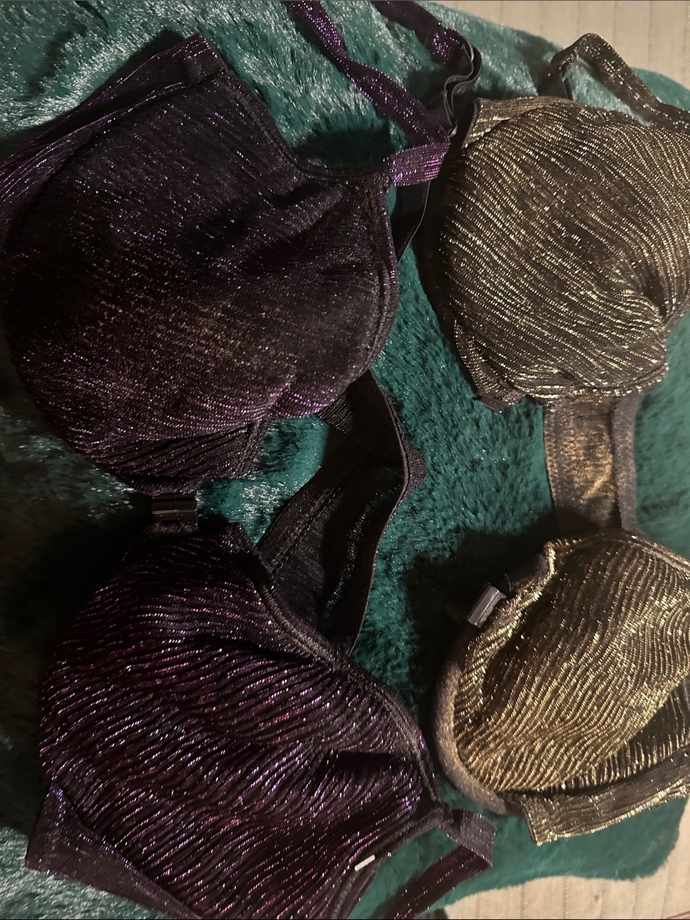 Shimmery Underwire Bra - Purple and Gold
